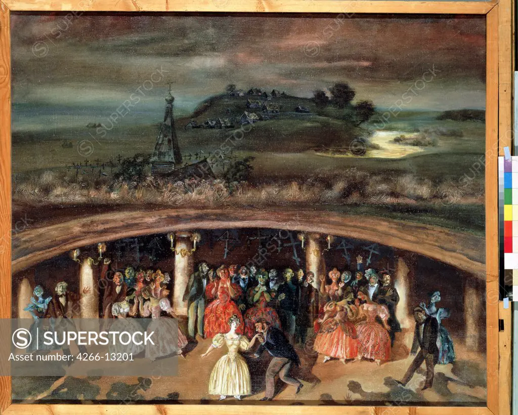Stage design to Dead Souls by unknown painter, Russia, Moscow, State Tretyakov Gallery, 100x119