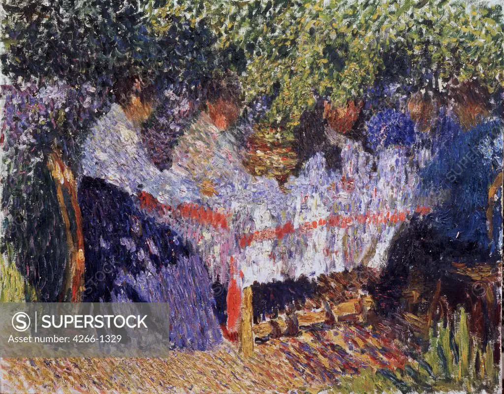 People drinking tea by Igor Emmanuilovich Grabar, oil on canvas, 1904, 1871-1960, Russia, Ivanovo, State Art Museum, 79x101
