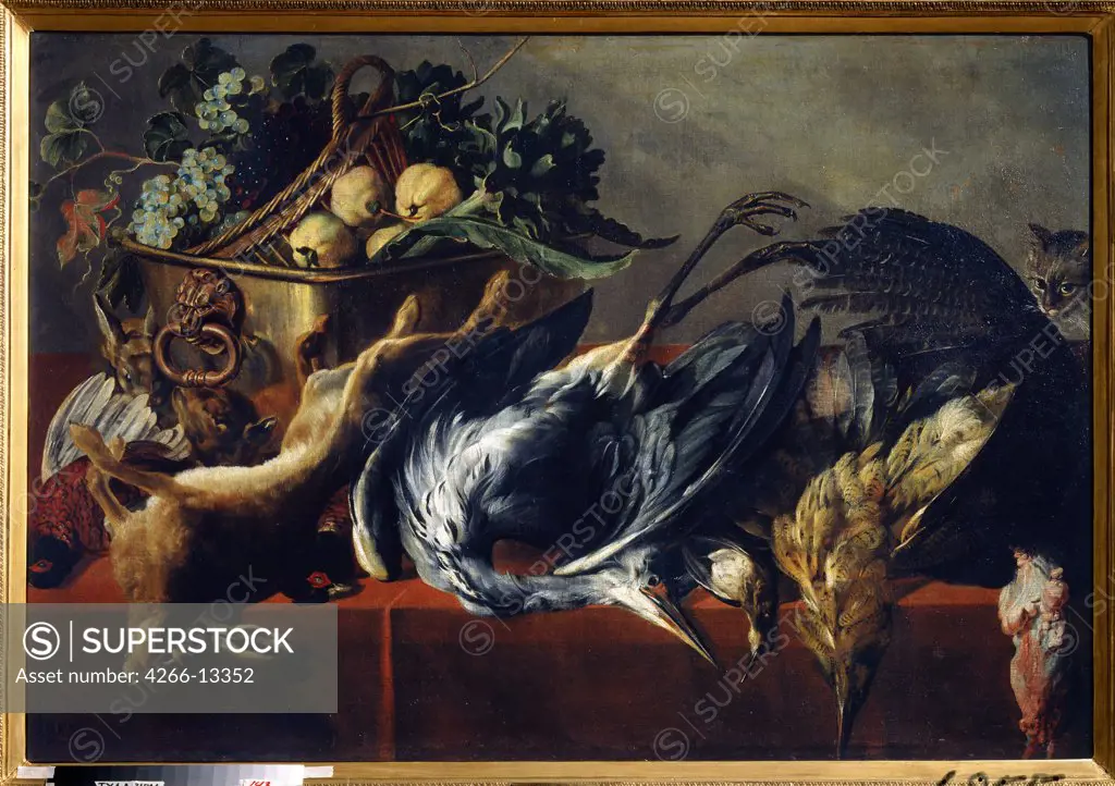 Still life by Frans Snyders, oil on canvas, 1579-1657, Russia, Tula, State Art Museum, 98x160