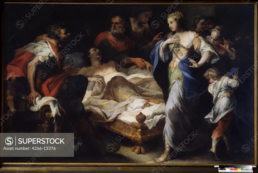 Stratonike and Antiochus by Luca Giordano, oil on canvas, 17th century, 1632-1705, Russia, Tula, State Art Museum, 170x268
