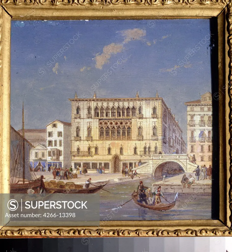 Palazzo Bernardo by Jean-Victor Vincent Adam, oil on wood, 19th century, 1801-1867, Russia, Tula, State Art Museum, 12, 2x14, 5