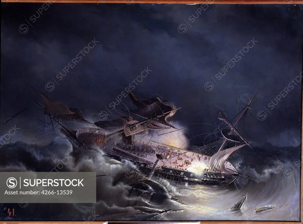 Sea storm by unknown painter, Russia, St Petersburg, State Central Navy Museum, 87x120
