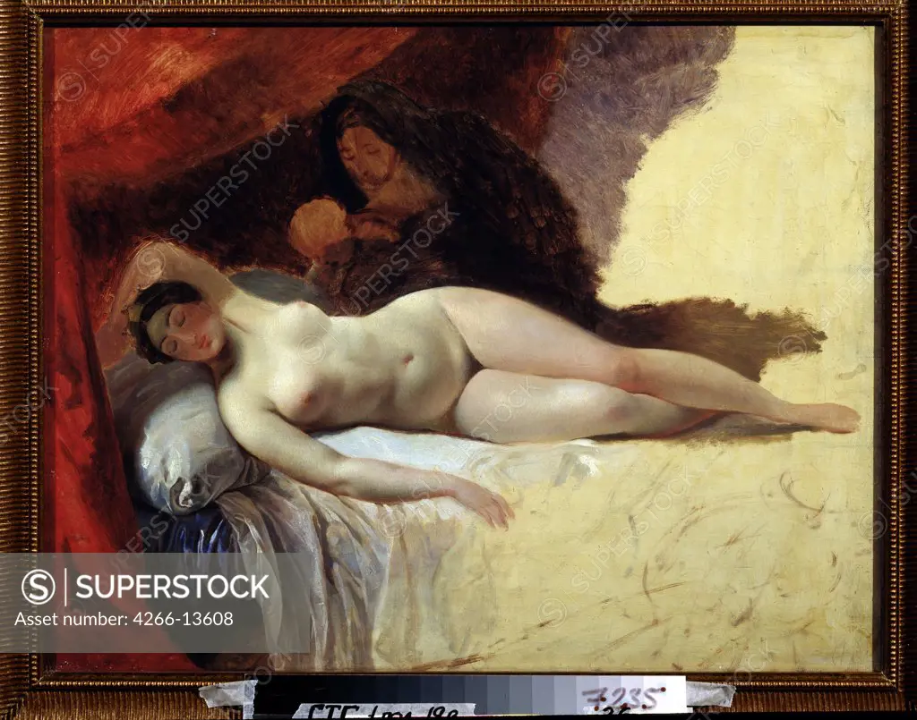 Sleeping Hera by Karl Pavlovich Briullov, oil on canvas, 1839 and 1845, 1799-1852, Russia, Moscow, State Tretyakov Gallery, 52, 5x67, 1