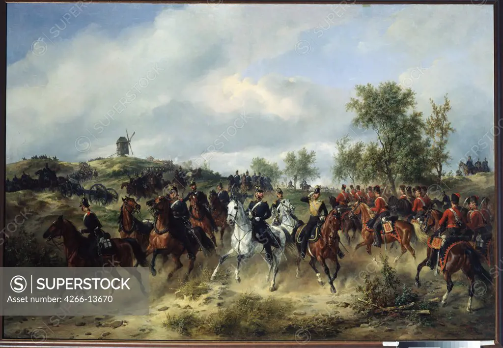 Prussian Army by Carl Schulz, oil on canvas, 19th century, 1823-1876, Russia, Lomonosov, State Open-air Museum Oranienbaum 144x208