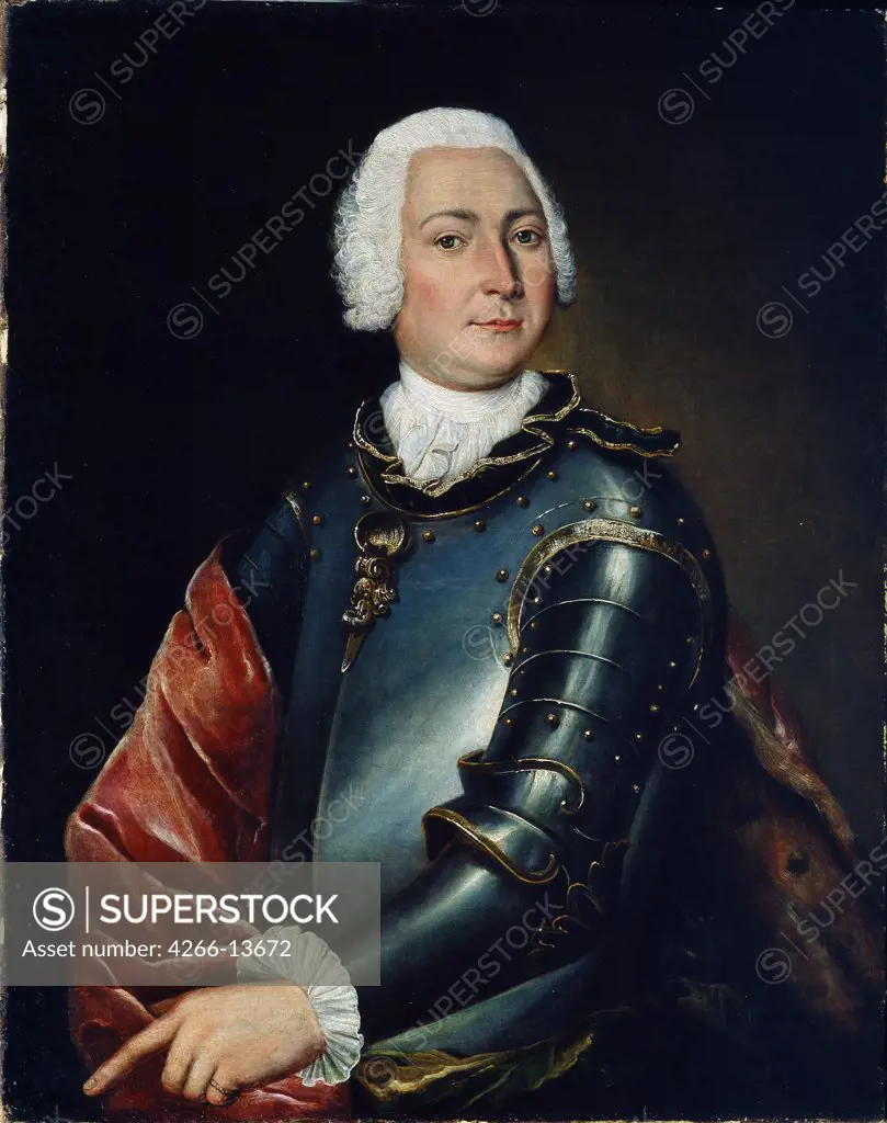 Portrait by Ernst Christoph von Manteuffel by Lucas Conrad Pfandzelt, oil on canvas, 18th century, 1716-1786, Russia, Lomonosov, State Open-air Museum Oranienbaum 79x64