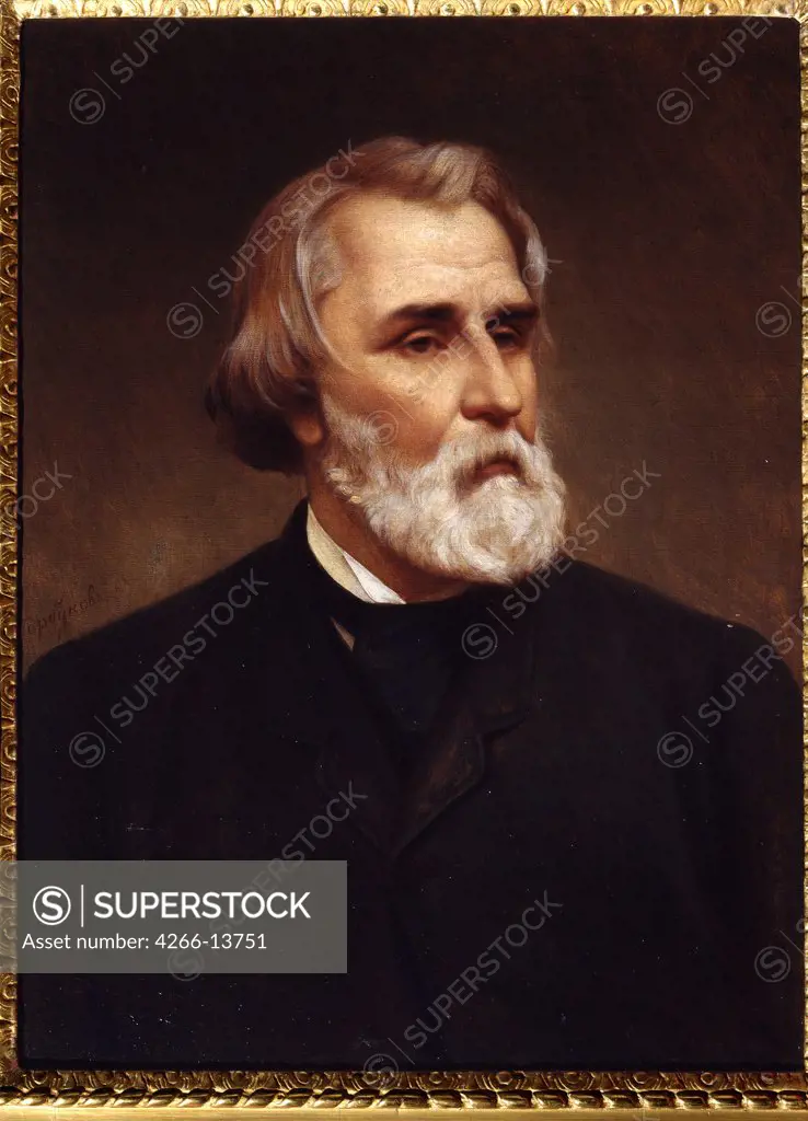 Portrait of Ivan Turgenev by Kirill Antonovich Gorbunov, oil on canvas, 1872, 1822-1891, Russia, St. Petersburg, A. Pushkin Memorial Museum, 71x53, 7