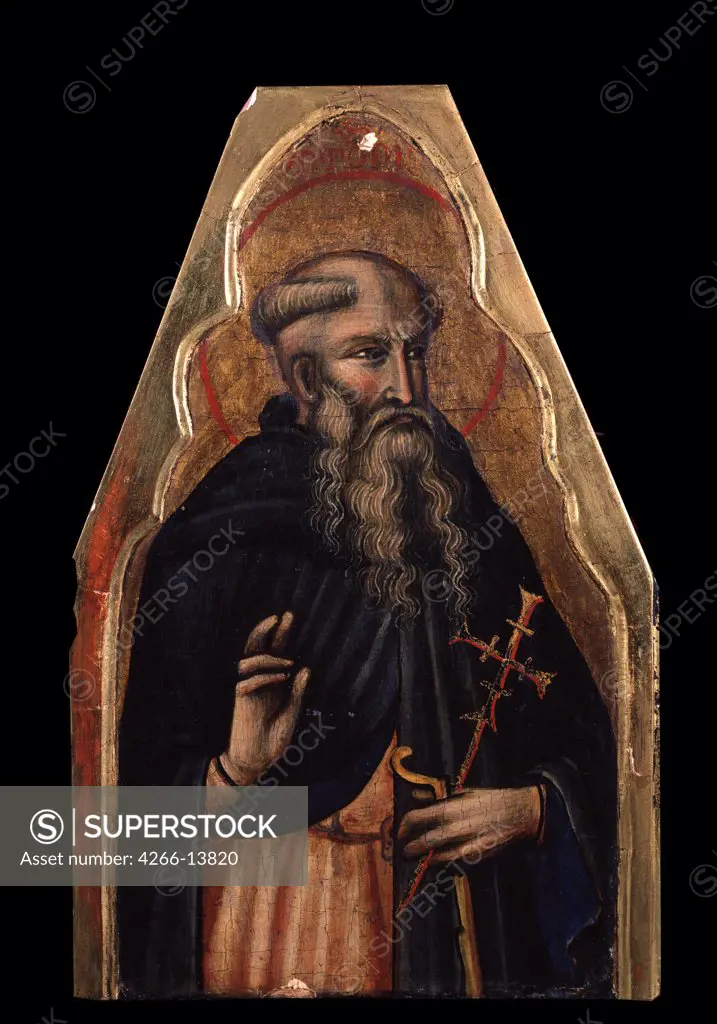 Saint Anthony the Great by Venetian master, tempera on panel, 14th century, Private Collection, 26x16, 5