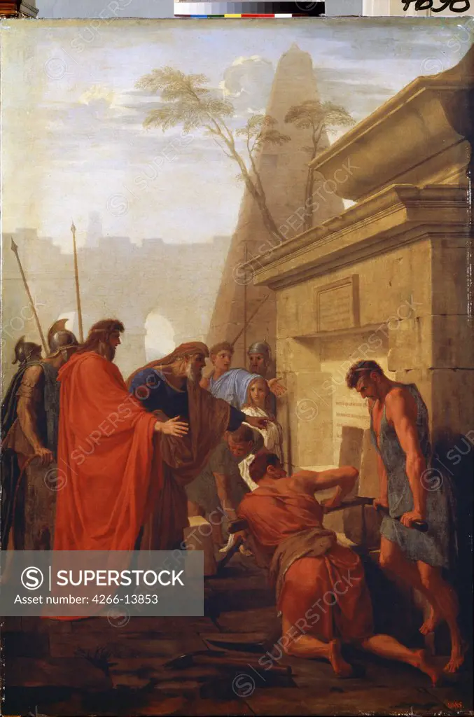 Opens Tomb of Nitocry by Eustache Le Sueur, oil on canvas, 1617-1655, Russia, St. Petersburg, State Hermitage, 163x112