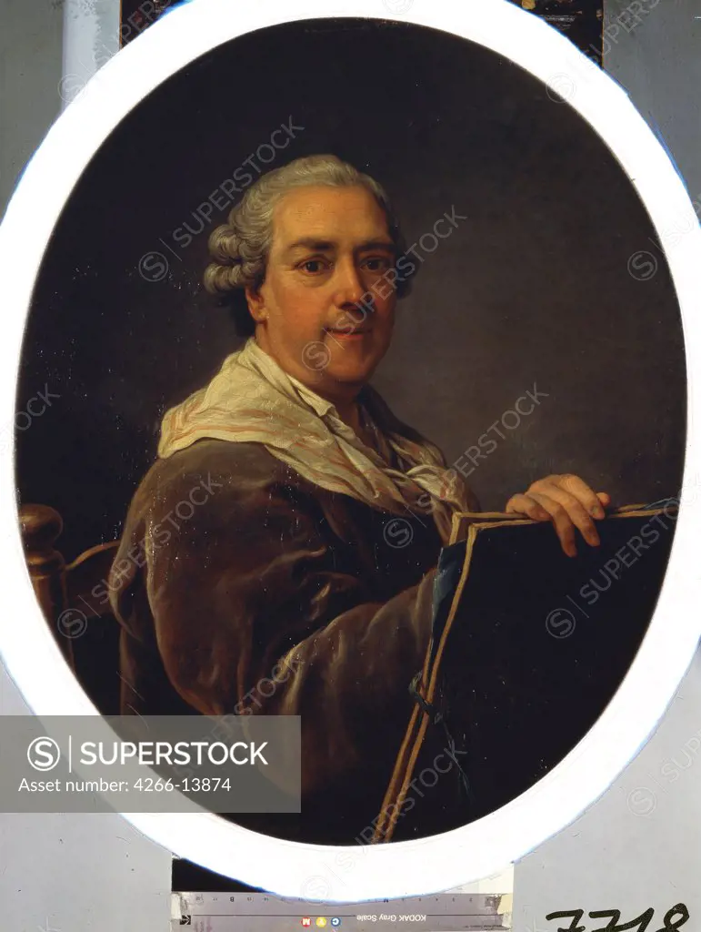 Self portrait by Carle Van Loo, Oil on canvas, 1762, 1705-1765, Russia, St. Petersburg, State Hermitage, 87, 5x71, 5