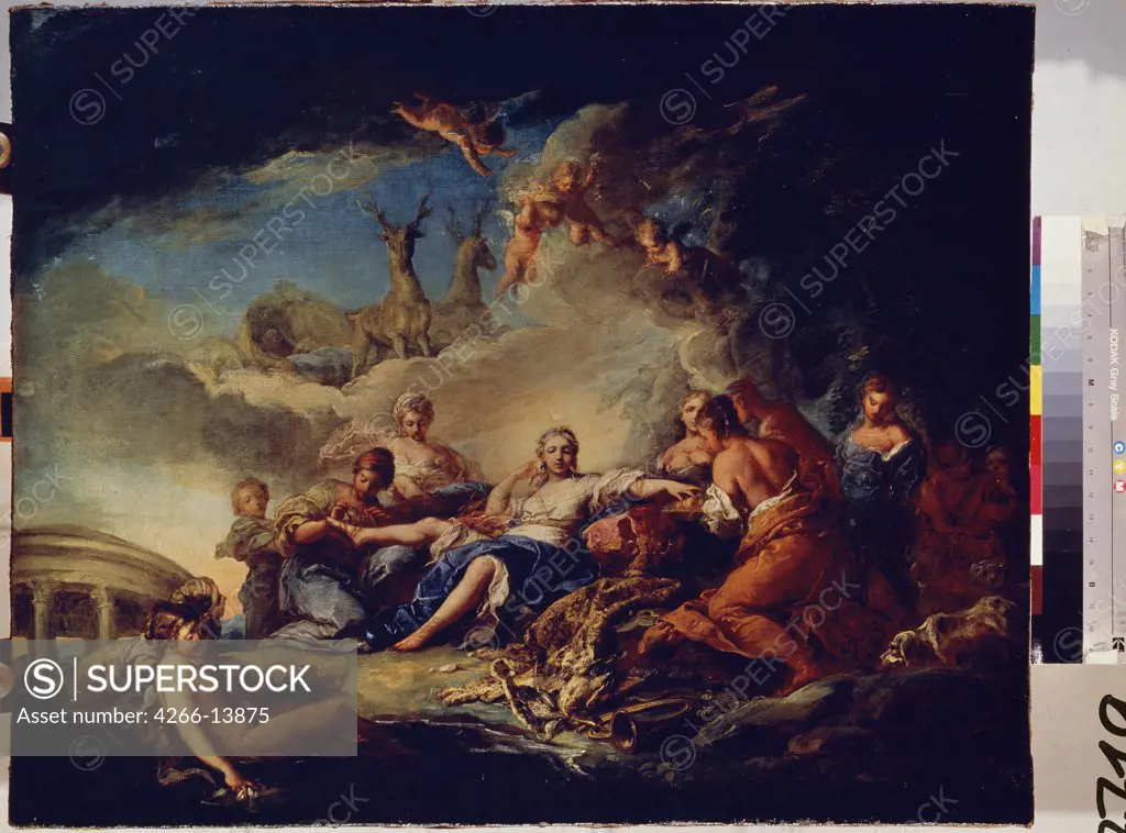Diana's Rest by Carle Van Loo, Oil on canvas, 1705-1765, Russia, St. Petersburg, State Hermitage, 65x80, 5