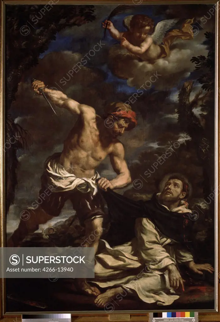 Persecution of Saint Peter of Verona by Guercino, oil on canvas, 1620s, 1591-1666, Russia, Moscow, State A. Pushkin Museum of Fine Arts, 226x155