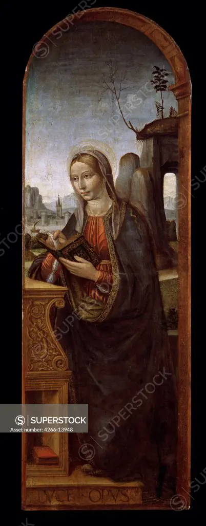 Religious illustration with Virgin Mary by Luca Baudo, oil on wood, 1500, 1460/70-1509/10, Russia, St. Petersburg, State Hermitage, 122x41