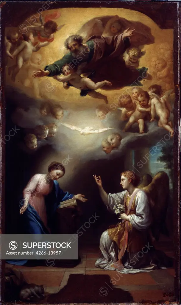 Annunciation by Anton Raphael Mengs, oil on paper, 1779, 1728-1779, Russia, St. Petersburg, State Hermitage, 69x41