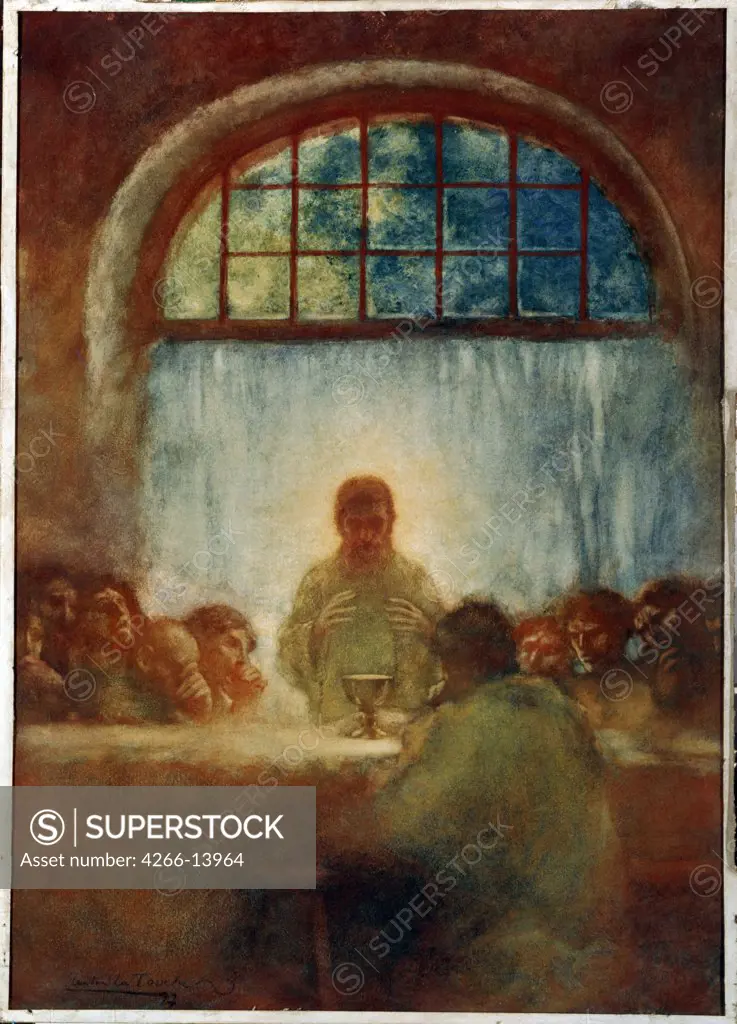 Last Supper by La Touche de Gaston, watercolour and pastel on paper, 1897, 1854-1913, Russia, St. Petersburg, State Hermitage, 78, 3x56
