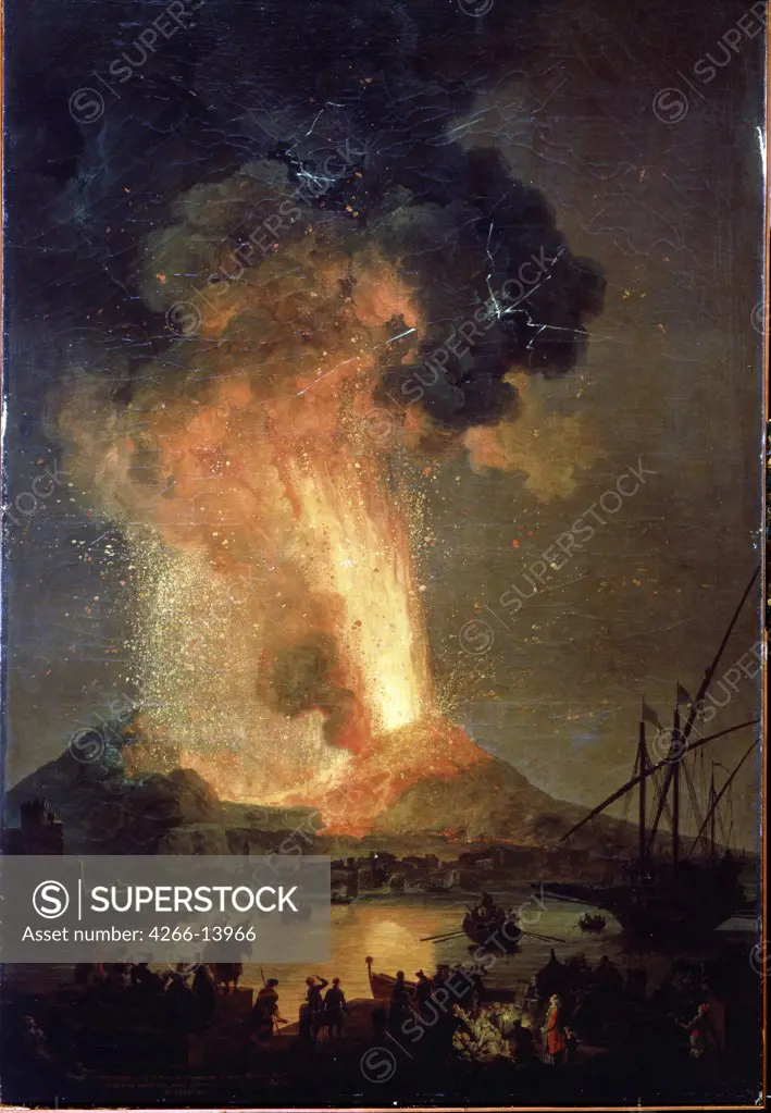 Eruption of Vesuvius in Italy by Pierre Jacques Volaire, oil on canvas, 1771, 1729-1802, Russia, St. Petersburg, State Hermitage, 242x163