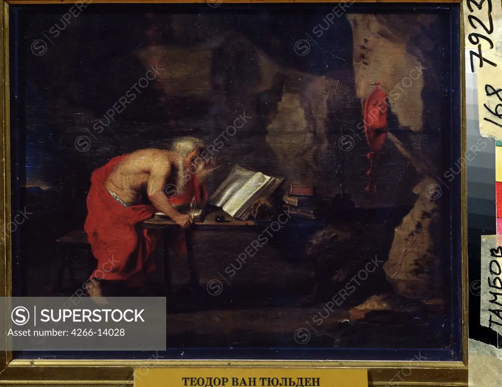Illustration with Saint Jerome by Theodoor van Thulden, oil on wood, 1606-1669, Russia, Tambov, Regional Art Gallery, 22, 2x29, 5
