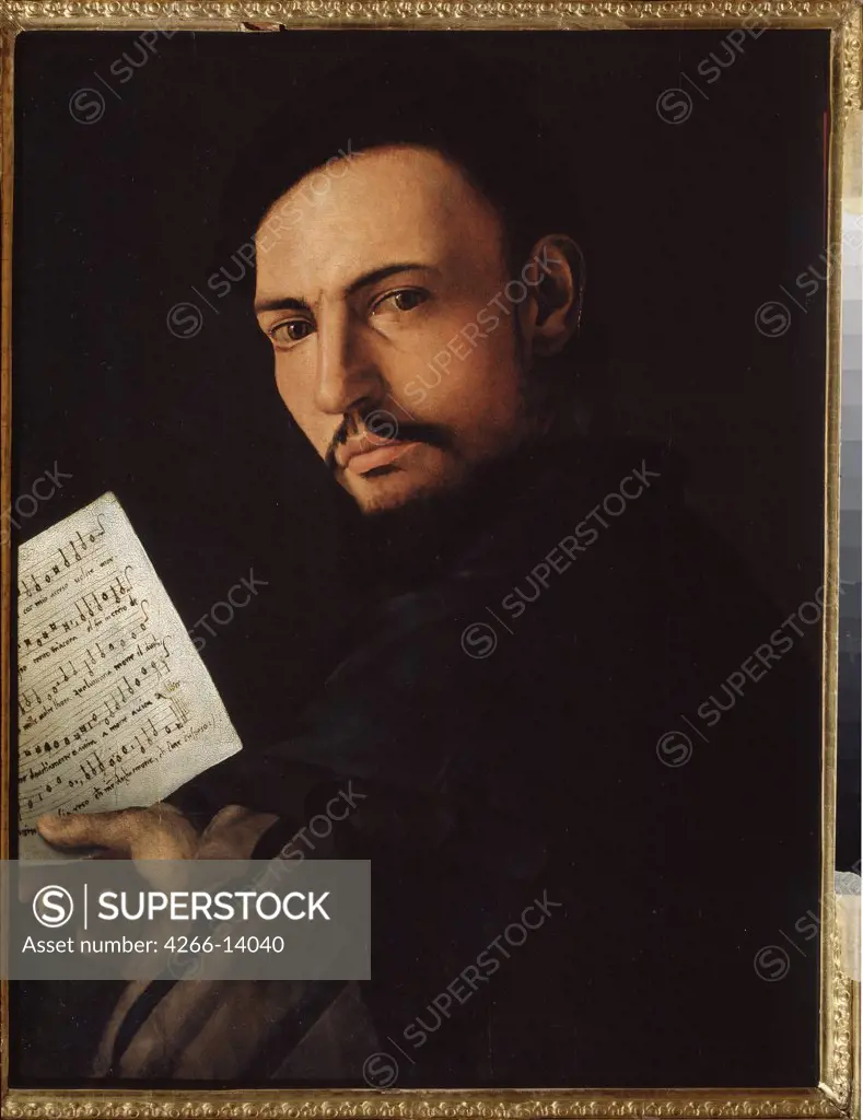 Portrait of man holding sheet music by Alessandro Allori, oil on wood, 1535-1607, Russia, Tambov, Regional Art Gallery, 56, 5x42, 5