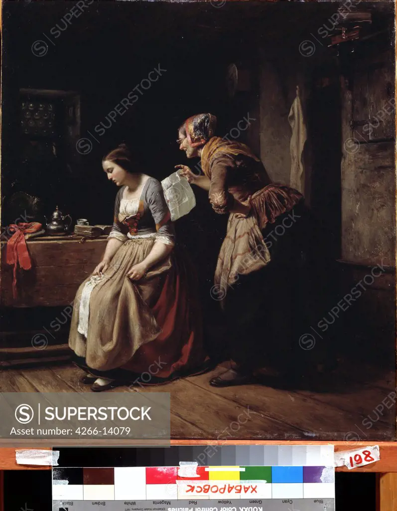 Two woman by Carl Wilhelm Huebner, oil on canvas, 1814-1879, Russia, Khabarovsk, Far Eastern Art Museum, 56x50, 5