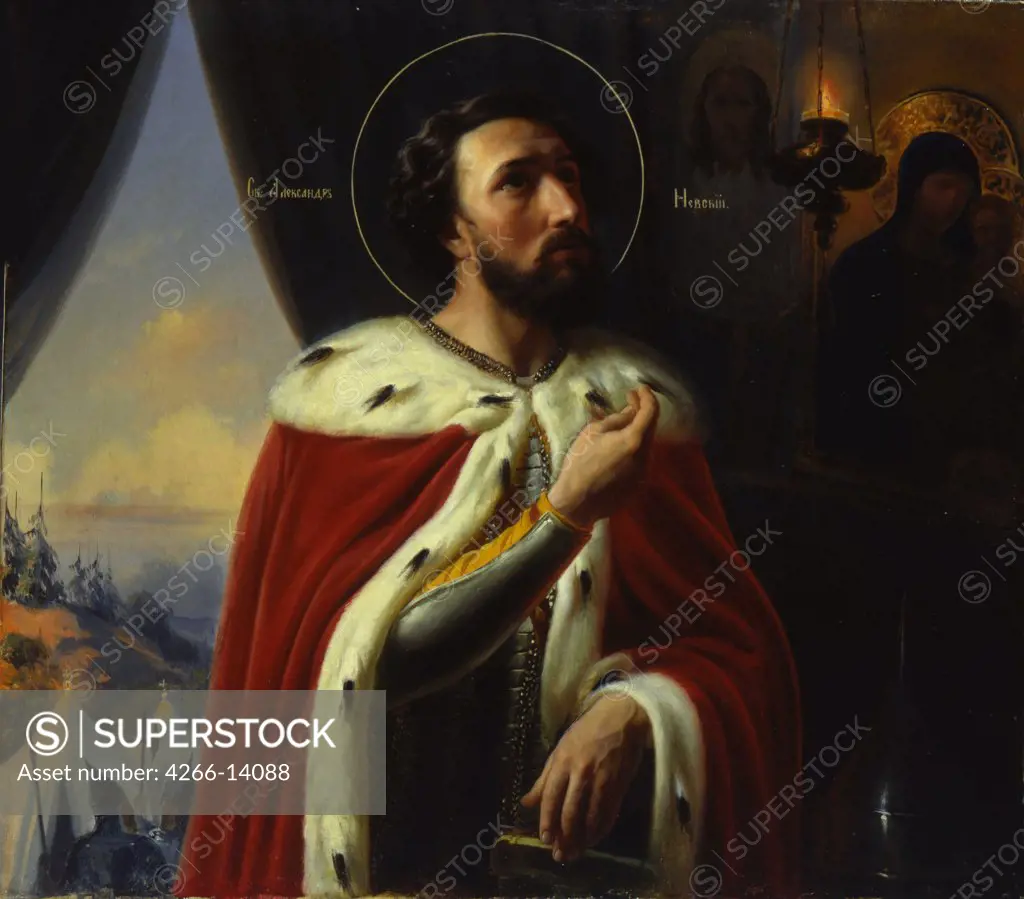Illustration of Saint Vladimir the Great by Vasili Kuzmich Shebuev, oil on canvas, 1777-1855, Russia, Nizhny Novgorod, State Art Museum, 64, 5x73, 5