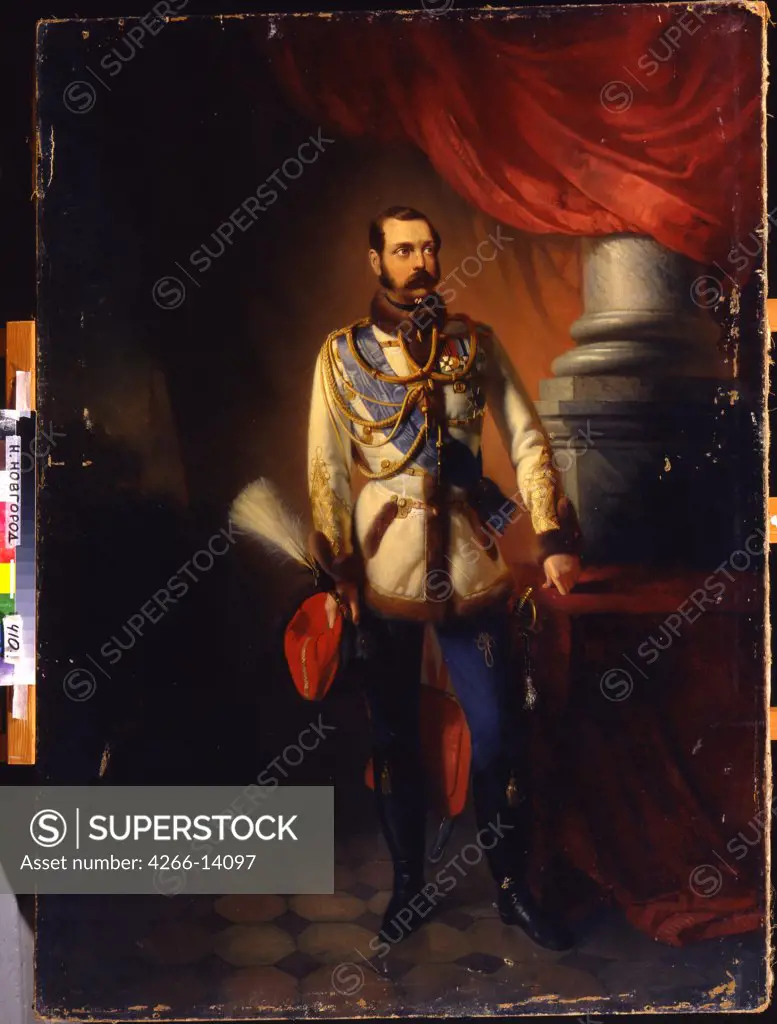 Portrait of emperor Alexander II by Konstantin Yegorovich Makovsky, oil on canvas, 1860s, 1839-1915, Russia, Nizhny Novgorod, State Art Museum, 130x96