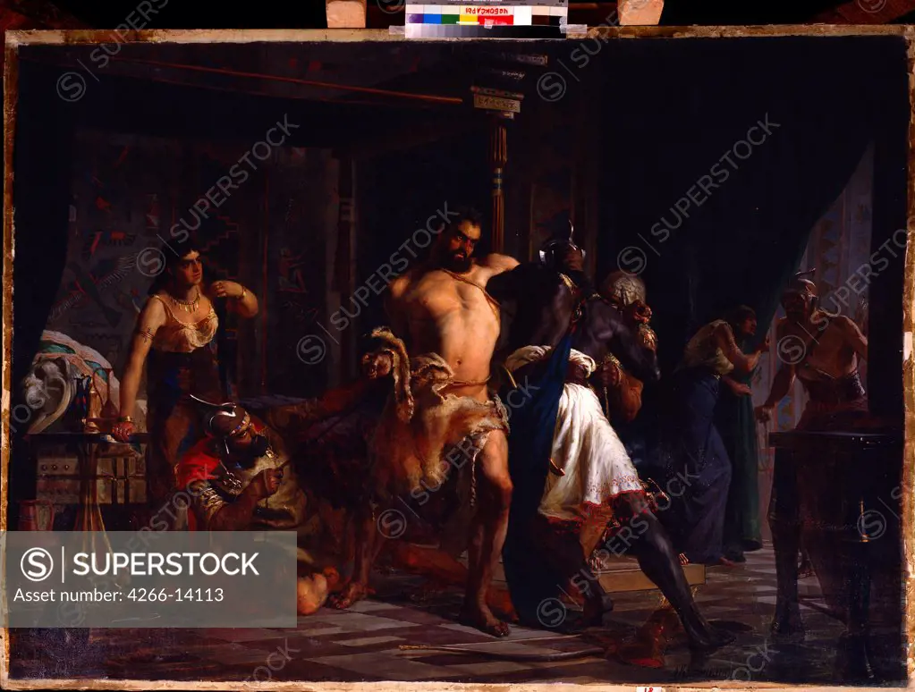 Samson and Delilah by Alexei Danilovich Kivshenko, Oil on canvas, 1876, 1851-1895, Russia, Tcheboksary, State Art Museum of the Chuvash Republic, 145x199, 5