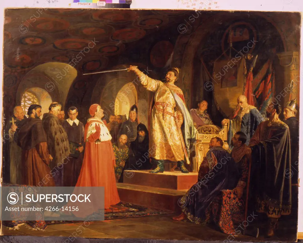 Grand Duchy of Moscow by Nikolai Vasilyevich Nevrev, Oil on canvas, 1875, 1830-1904, Russia, Minsk, National Art Museum of Belorussian Republic, 136x178, 5