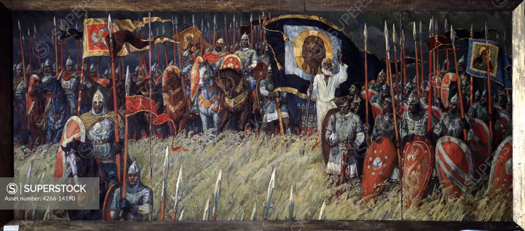Battle of Kulikovo by Albert Ivanovich Borisov, Oil on canvas, 1987, 1935, Russia, Moscow, Central Artist's House, 152x360