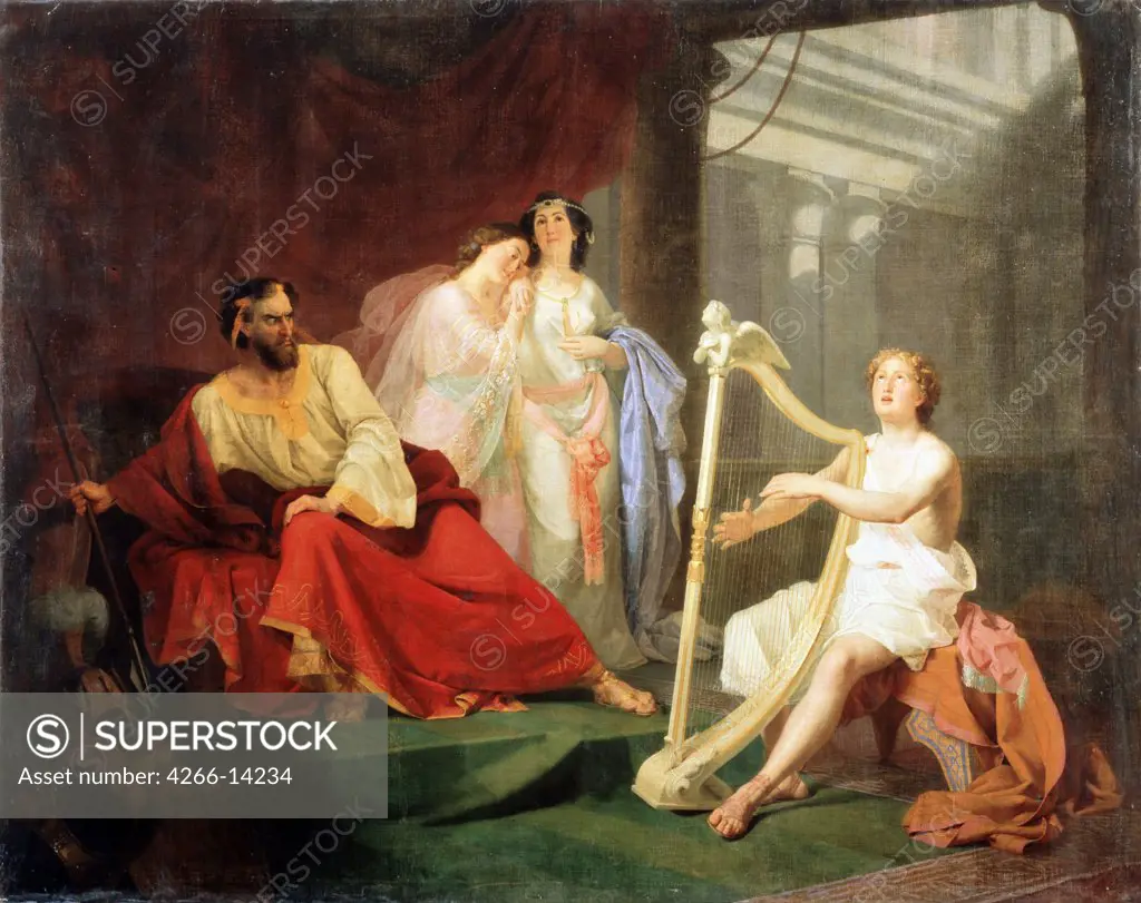 King David by Ivan Petrovich Keler-Viliandi, Oil on canvas, 1854, 1826-1899, Russia, Perm, State Art Gallery, 150x190