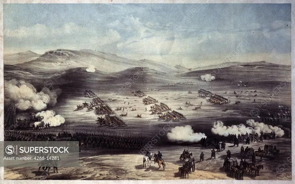 Battle of Sevastopol by William Simpson, Lithograph, watercolor, 1854-1855, 1832-1898, Russia, Sevastopol, State Museum of the Defence of Sevastopol