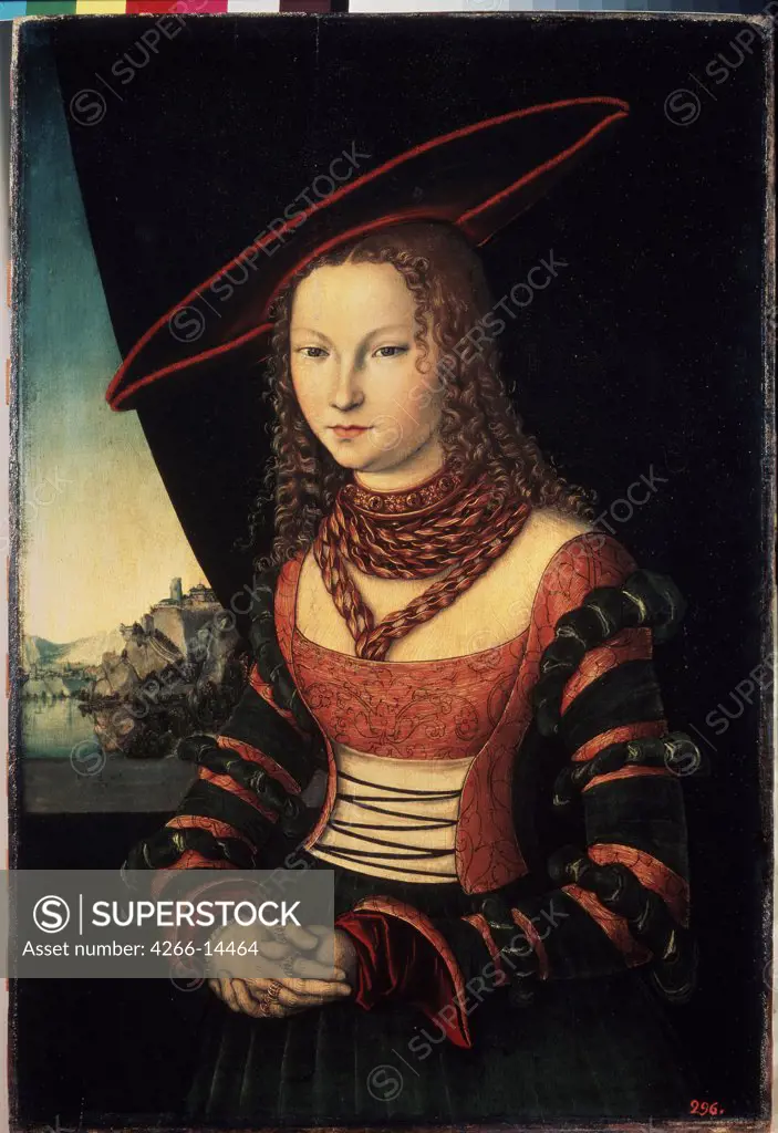 Young woman by Lucas Cranach the Elder, Oil on wood, 1526, 1472-1553, Russia, St. Petersburg, State Hermitage, 88, 5x58, 6