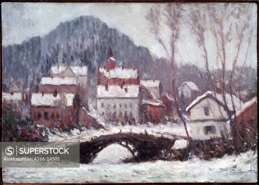 Winter landscape with town and mountain, Claude Monet, oil on canvas, 1895, 1840-1926, Latvia, Riga, State Museum of Foreign Art of Republic Latvia, 37x52, 5