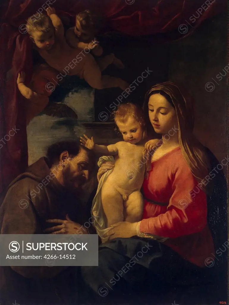 Holy family by Simone Cantarini, oil on canvas, 1645-1648, 1612-1648, Bolognese School, Russia, St Petersburg, State Hermitage, 150, 5x114