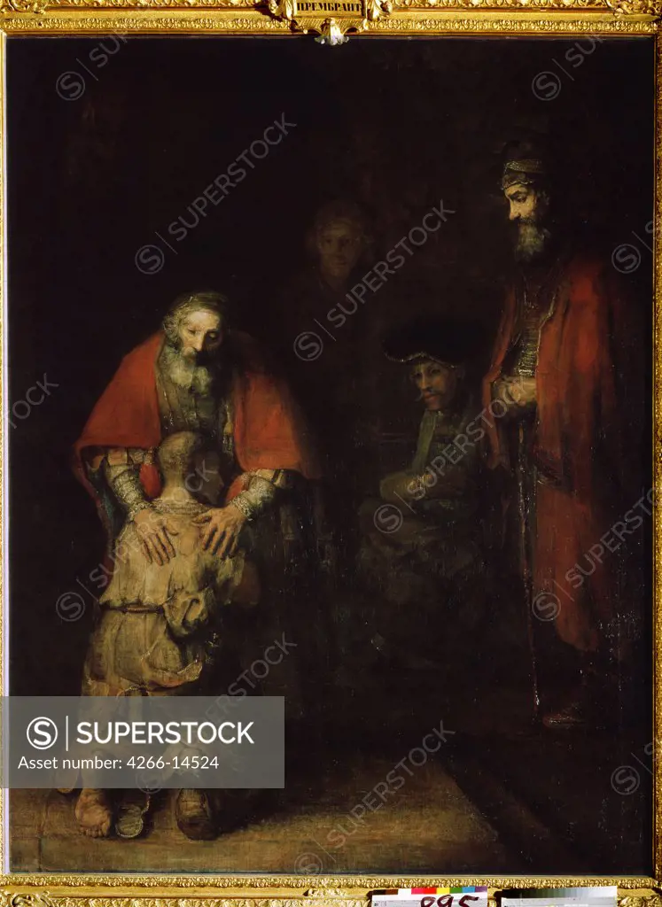 Return of prodigal son by Rembrandt van Rhijn, oil on canvas, circa 1668, 1606-1669, Russia, St Petersburg, State Hermitage, 262x205