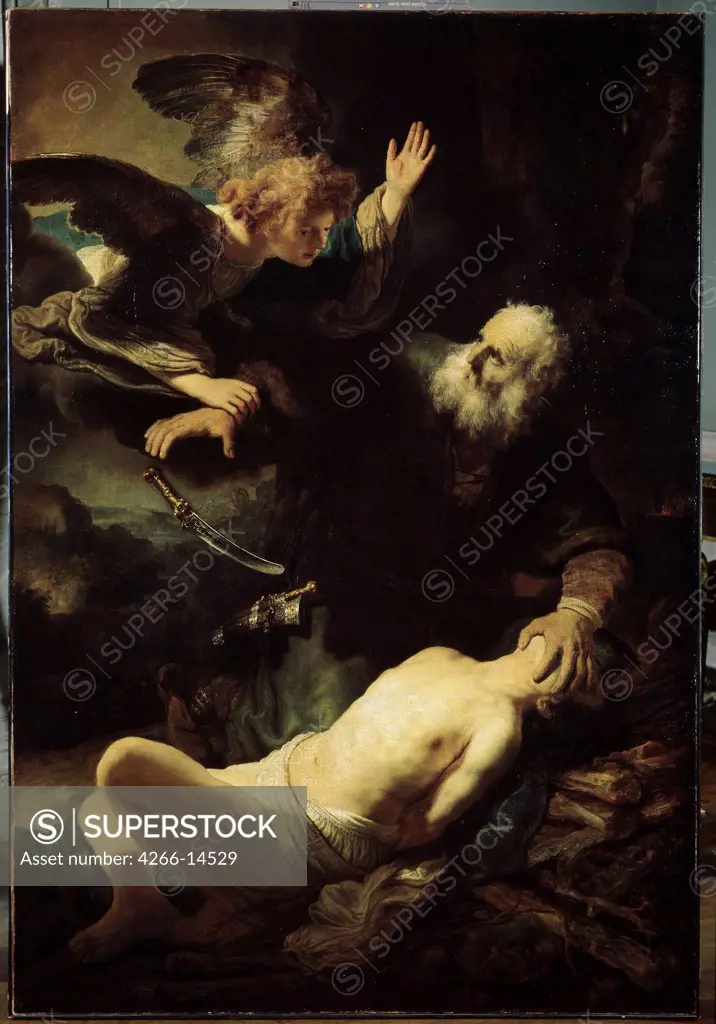 Abraham's Sacrifice by Rembrandt van Rhijn, oil on canvas, 1635, 1606-1669, Russia, St Petersburg, State Hermitage, 193x132