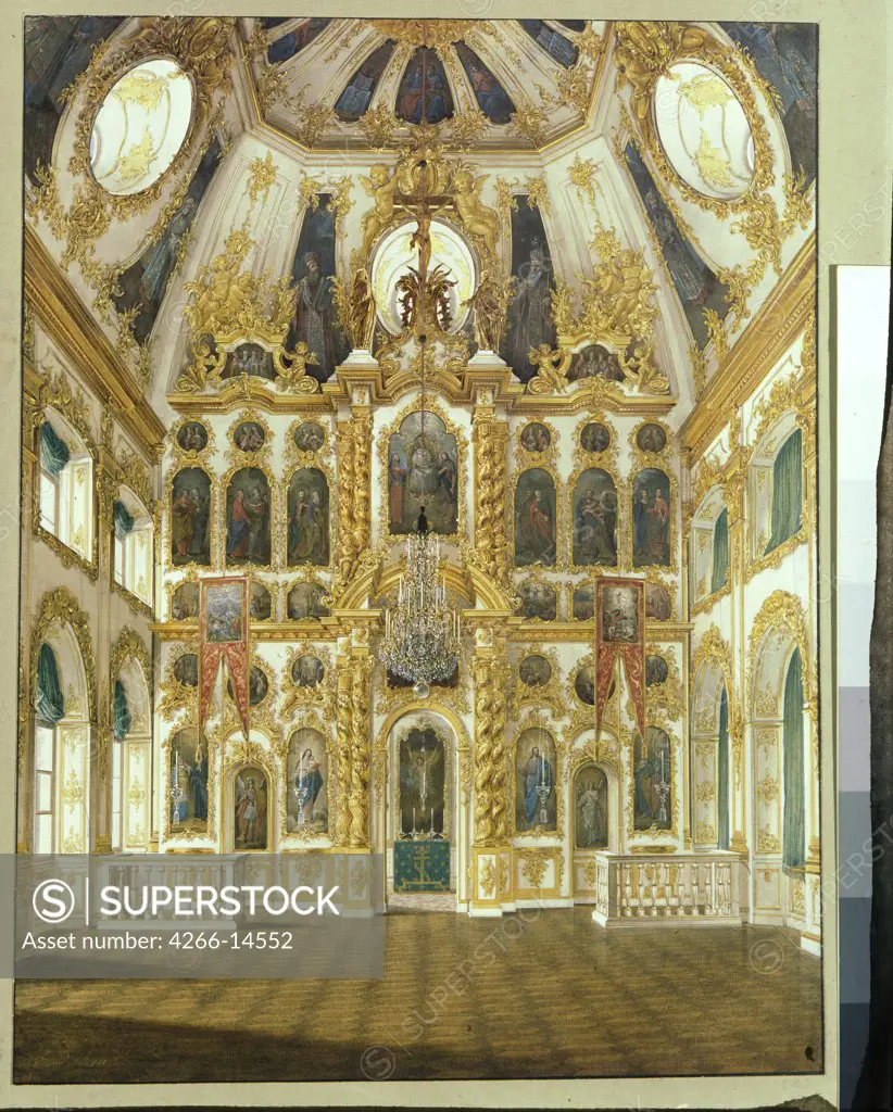 Interior of chapel in Gatchina palace by anonymous painter, painting, Russia, St. Petersburg, State Open-air Museum Palace Gatchina