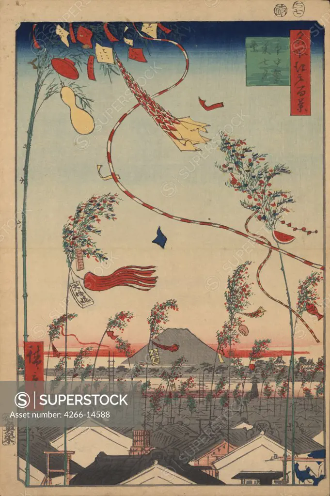 Windswept by Utagawa Hiroshige, color woodcut, 1856-1858, 1797-1858, Russia, St. Petersburg, State Hermitage, 39x26