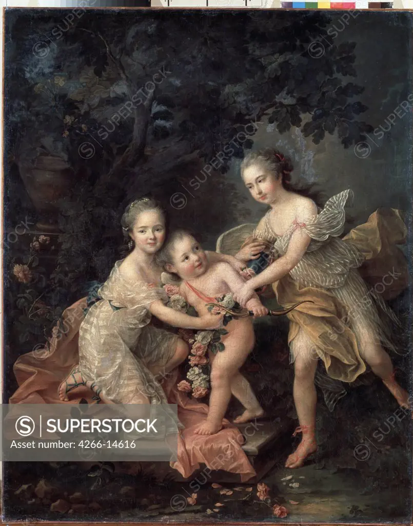 Infant Louis Philippe in garden by Francois-Hubert Drouais, oil on canvas, 1727-1775, 18th century, Russia, St Petersburg, State Hermitage