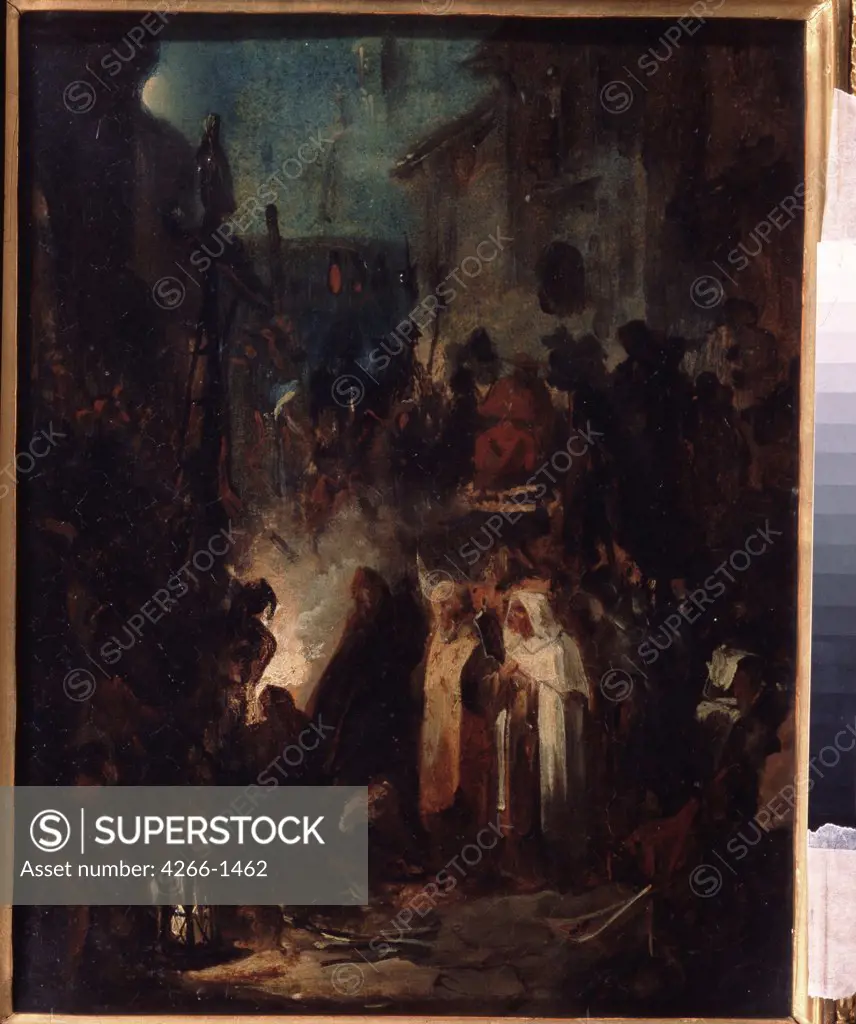 Inquisition pyre by unknown painter, Russia, Moscow, State Tretyakov Gallery, 35, 4x25, 3