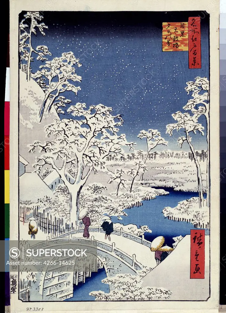 Winter landscape by Utagawa Hiroshige, colour woodcut, 1856-1858, 1797-1858, Russia, St Petersburg, State Hermitage, 39x26