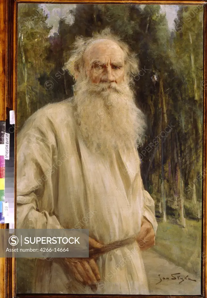 Portrait of Lev Nikolayevich Tolstoy by Jan Styka, oil on canvas, 1910, 1858-1925, Russia, near Tula, State Museum Yasnaya Polyana Estate, 104x67