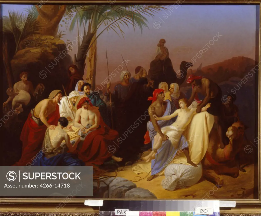 Scene from Old Testament with Ishmaelites by Konstantin Dmitrievich Flavitski, oil on canvas, 1855, 1830-1866, Russia, St. Petersburg, Museum of Fine Arts Academy, 59x75, 5