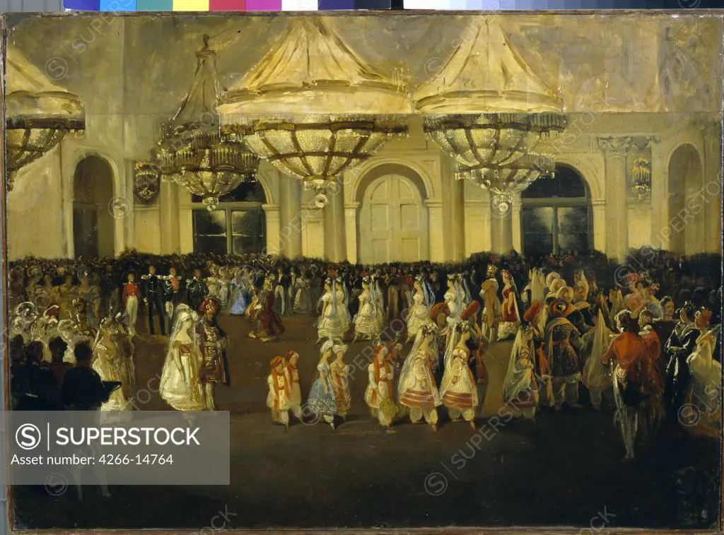 Ball on Nicholas I court by unknown painter, oil on canvas, 1830s, Russia, St Petersburg, State Russian Museum, 56, 5x78, 2