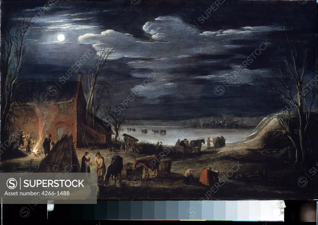 Night by Jan van de II Velde, oil on wood, 1593-1641, Russia, St. Petersburg, State Hermitage, 30x44, 5