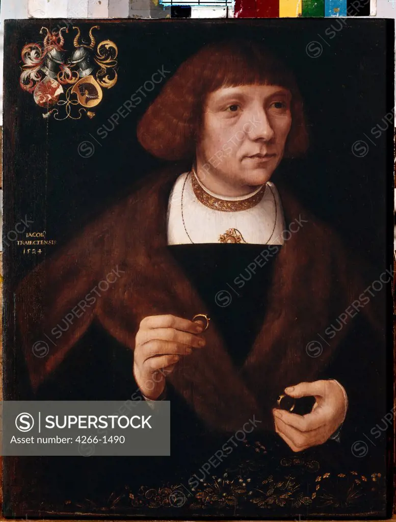 Portrait of pastor by Jacob van Utrecht, oil on wood, 1524, 1479-after 1525, Russia, St. Petersburg, State Hermitage, 44, 5x34, 5