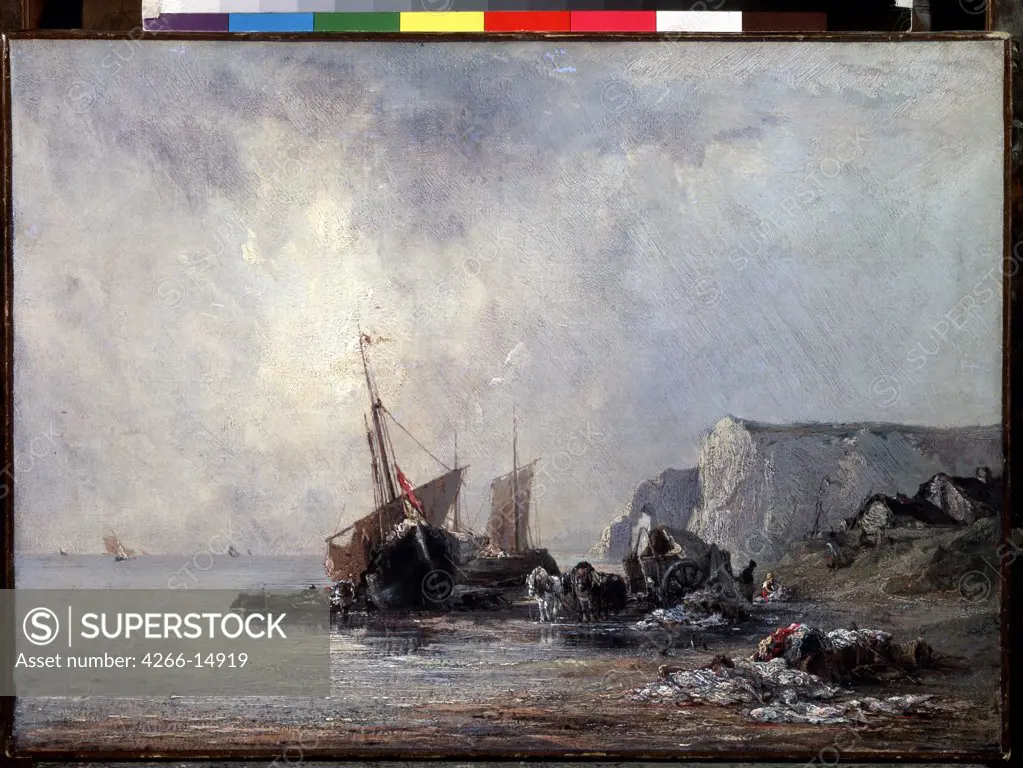 Ship wreck by Richard Parkes Bonington, Oil on canvas, 1823, 1802-1828, Russia, St. Petersburg, State Hermitage, 33, 5x46