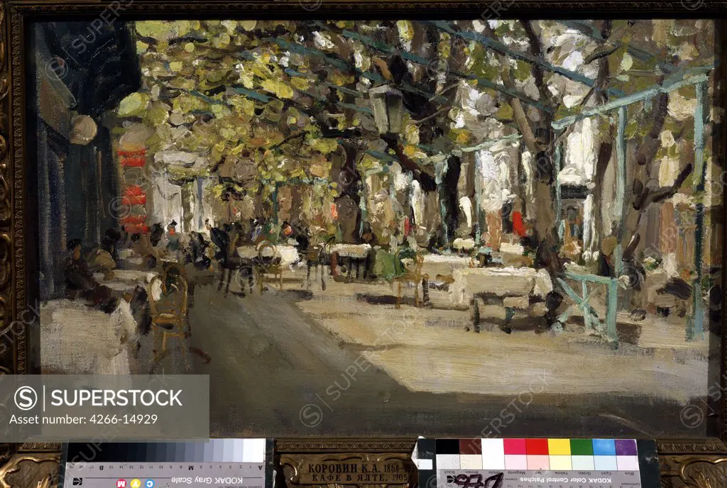 Outdoor cafe by Konstantin Alexeyevich Korovin, Oil on canvas, 1905, 1861-1939, Russia, Moscow, State Tretyakov Gallery, , 44, 5x71, 5