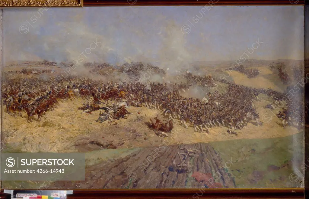 Battle of Borodino by Franz Roubaud, Oil on canvas, 1910, 1856-1928, Russia, Moscow, State Borodino War and History Museum, 119, 6x196,