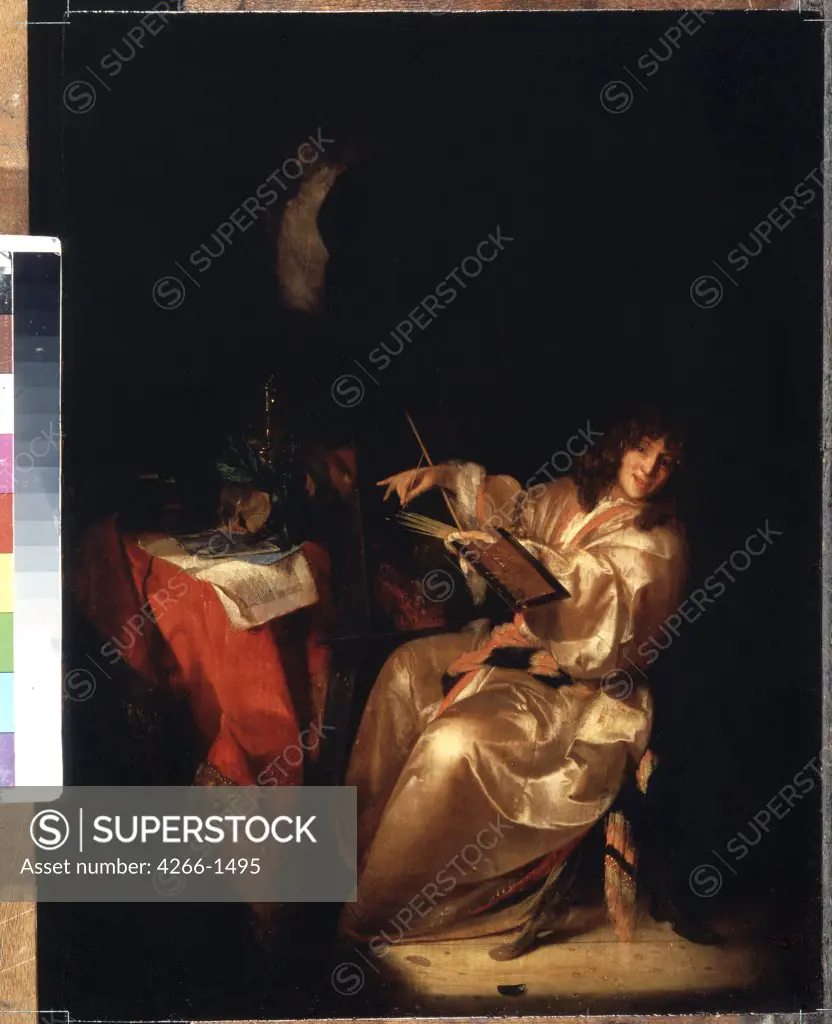 Sitting man by Adriaen van der Werff, oil on wood, 1696, 1659-1722, Russia, St. Petersburg, State Hermitage, 38, 5x29