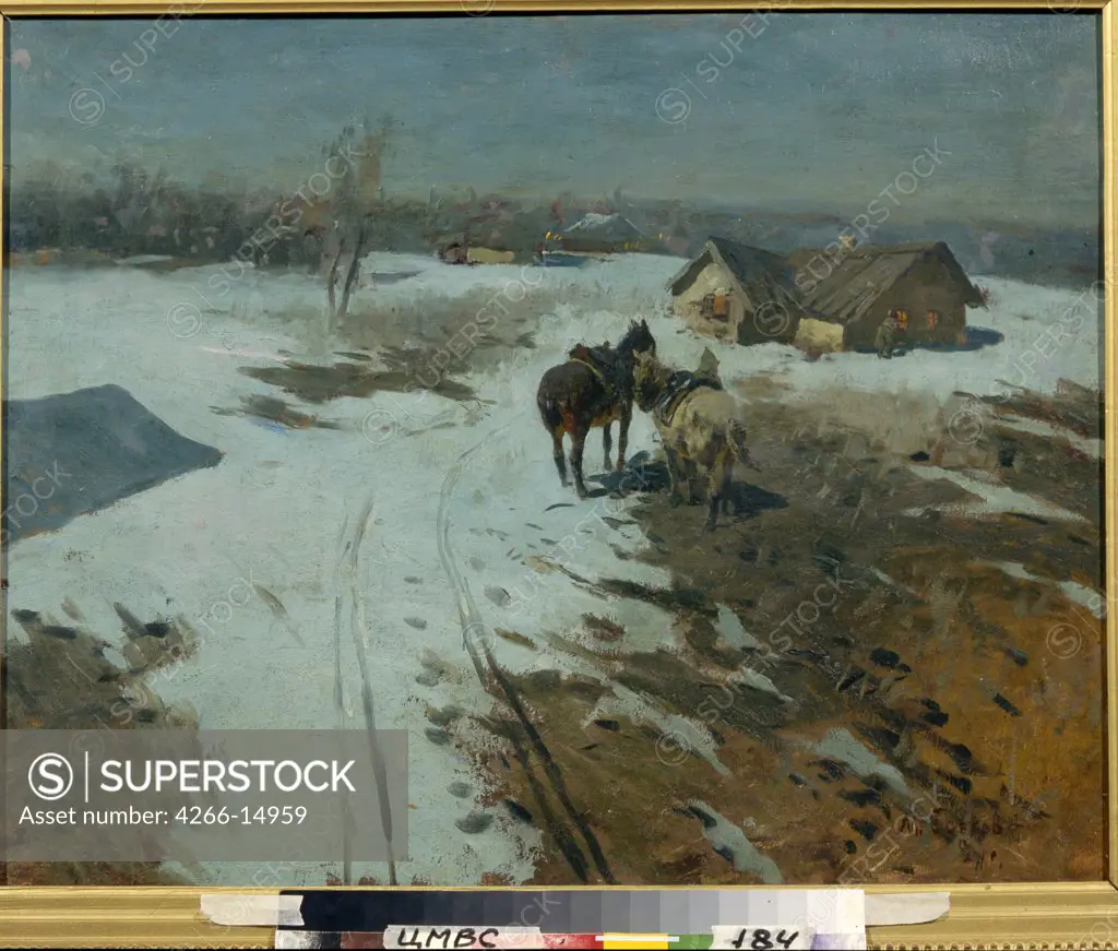 Horses on field by Mitrofan Borisovich Grekov, Oil on canvas, circa 1925, 1882-1934, Russia, Simferopol, Regional Art Museum, 49x68