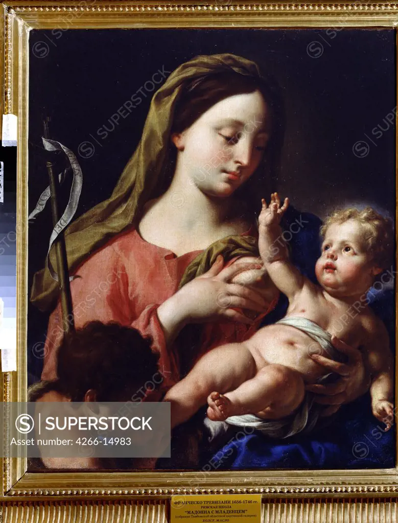 Virgin Mary holding Infant Christ by Francesco Trevisani, Oil on canvas, 1656-1746, Russia, Tambov, Regional Art Gallery, 76, 5x69, 5
